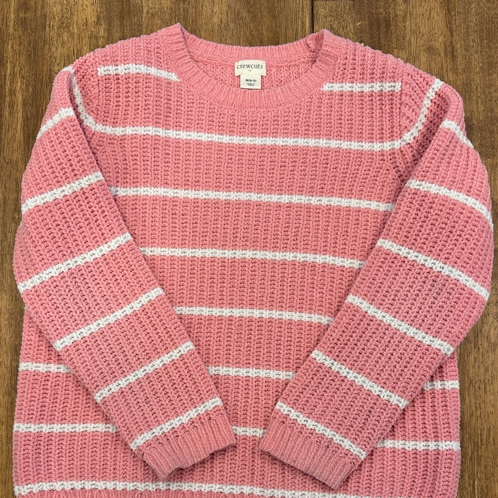 Crewcuts Pink Knit Sweater with White Stripes